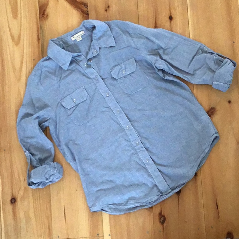 Gingham blue & white snap shirt